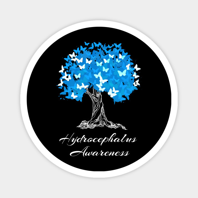 Hydrocephalus Awareness Blue Ribbon Tree With Butterflies Hydrocephalus Magnet Teepublic 7168